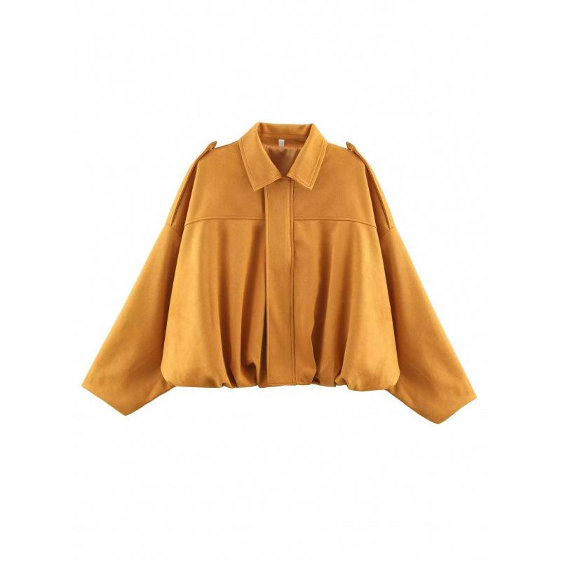 

Жіноча коротка куртка-пілот Весняно-осіння/Зимова куртка Вільна з довгим рукавом на блискавці Ретро куртка Жіноча нова куртка L імбирний