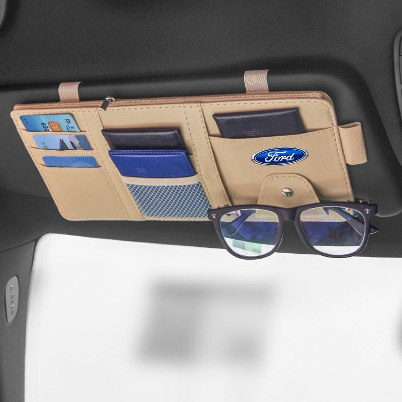 Car Sun Visor Point Type Multi-function Storage Bag Car Accessories For Ford Focus Mondeo Kuga Fiesta MK7 Escort Explorer Edge 2 4 MK2 MK4
