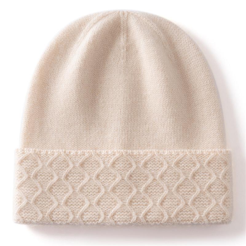 Autumn and Winter New Cashmere Hat Women's Flanged Warm Hat Brimless Casual Knitted Outdoor Hat Men