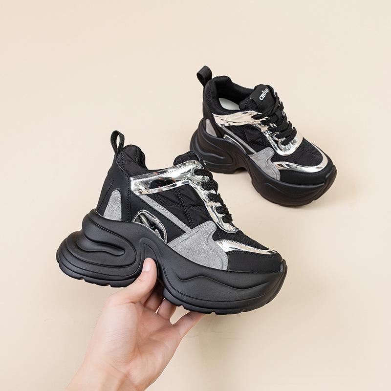Thick-soled ultra-high heel 12CM dad shoes women's new trendy shoes versatile sports and leisure shoes small women