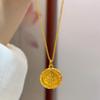 Gold Point Drill Wealth God Mantra Pendant Necklace - Ruyi Gift for Girlfriend