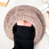Mohair Knitted Beret Women's Autumn and Winter Literary Retro Plush Woolen Hat Showing Face Small Warm Wool Painter Hat