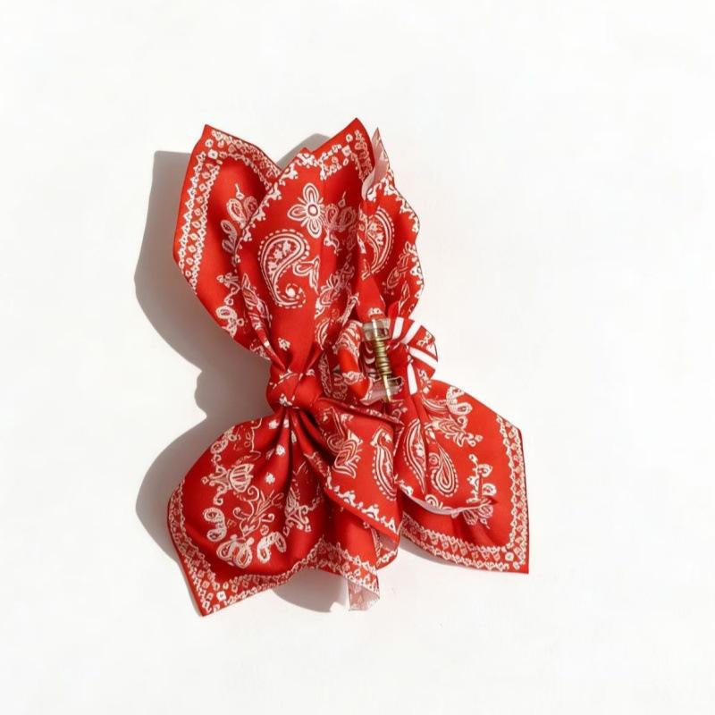 "2024 Doppelseitige Cashew-Blumen-Haarklammer": Modische Schleifen-Haarspange für Sommerurlaubs-Pferdeschwänze"