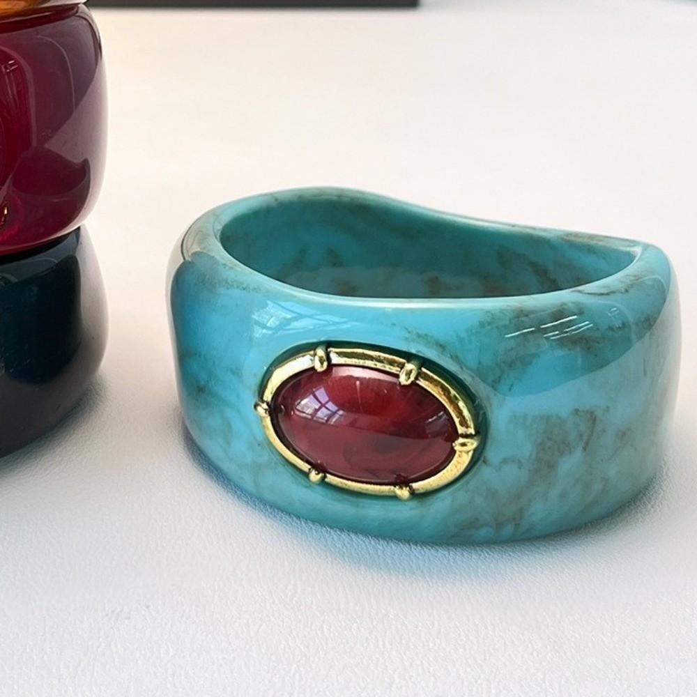 Exaggerated Resin Acrylic Bracelet Irregular Chunky Cuff Geometric Wide Bangle  Women