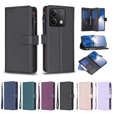 Πολυτελές κάλυμμα τσέπης με φερμουάρ 9 καρτών Μαγνητικό κλείσιμο Kickstand, αντικραδασμική δερμάτινη θήκη για Motorola Moto E13 G73 G14 G13 G23 G53 Edge 40 5G