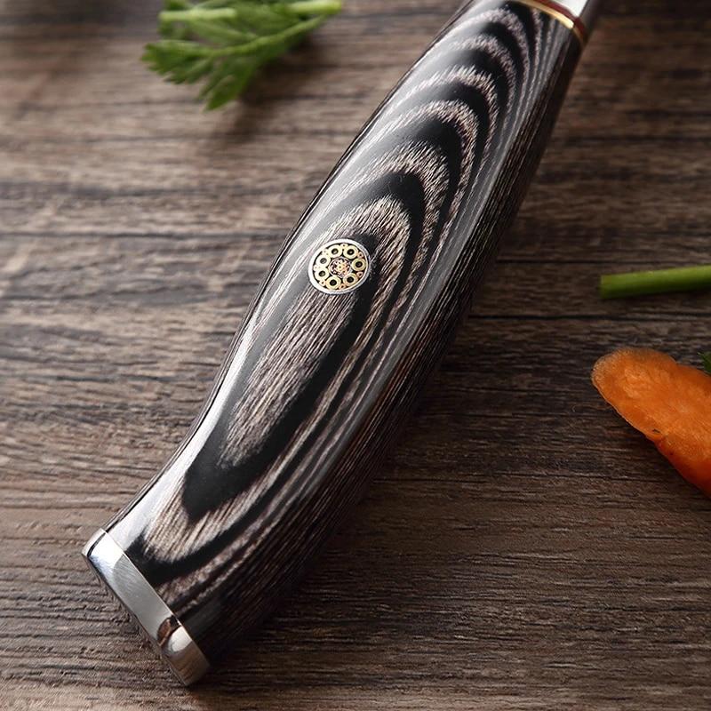 5-inch Fruit Knife 67-layer Japanese Damascus Steel Meat Cutter Cutting Knife Wooden Handle Fruit Peeling Knife Wave Pattern Sharp