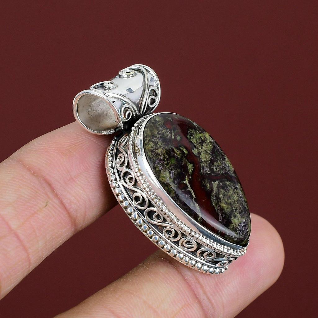 Dragon Bloodstone Pendant 925 Sterling Silver Pendant Handmade Gemstone Pendant Antique Jewelry Vintage Pendant Gifts For Women Boho Jewelry