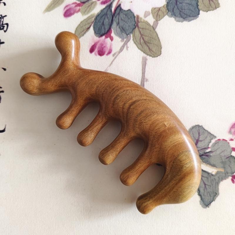Sandalwood Gua Sha Massager Scraping Comb Meridian Tool for Facial Neck Body - Hair Care And Massage Therapy