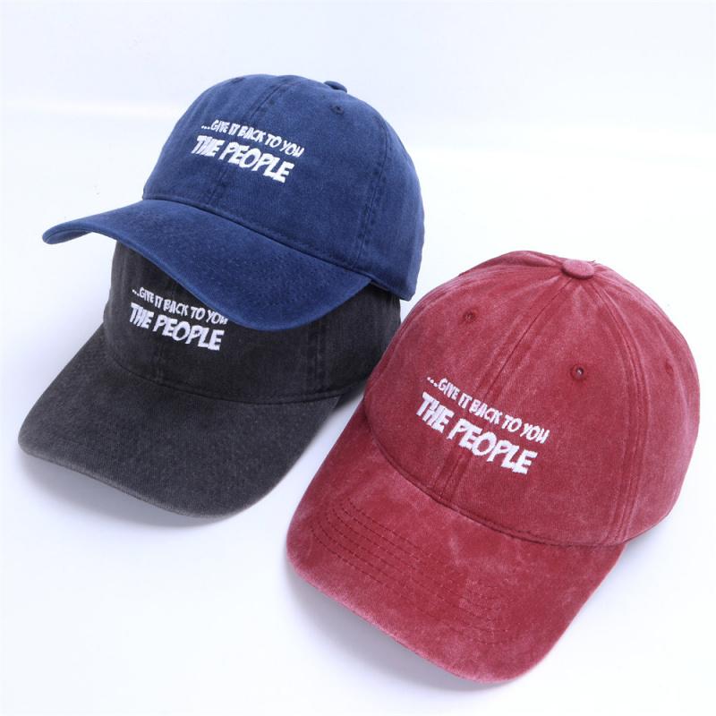 Washed Baseball Cap American Retro Letter Embroidery Soft Top Caps Outdoor Dad Hat Casual