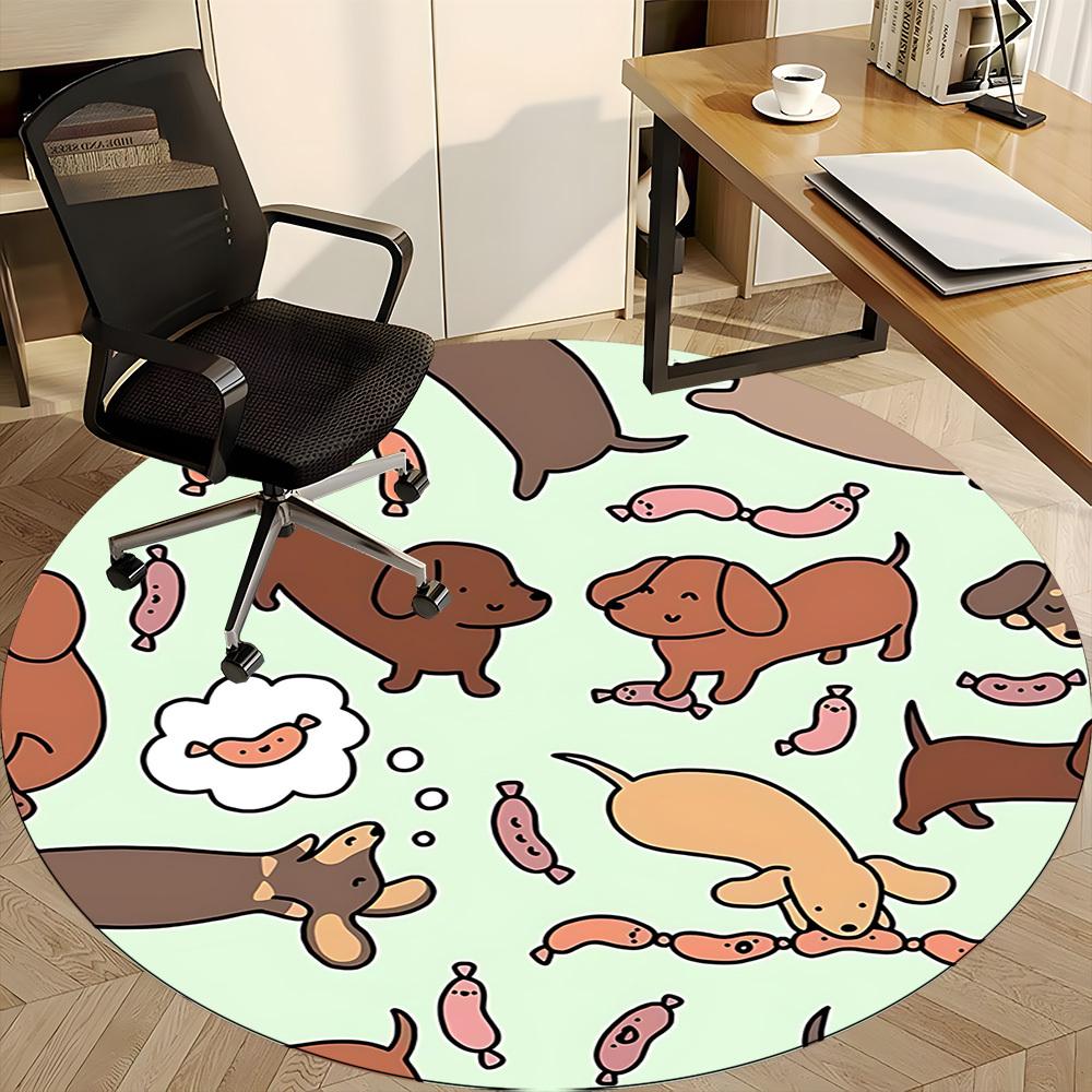 1pc Dogs Sausages Office Round Area Rug, Indoor Mat Suitable ForOffice, Under Office Chairs Bedroom Living Room Home Decor, Room Deco,  n56