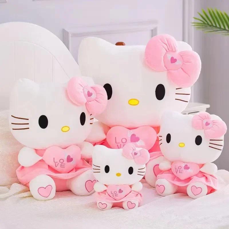 Hot Sanrio Hello Kitty Cat Plush Toys Cartoon KT Cat Plushie Doll Soft Stuffed Anime Pillow Birthday Gifts For Kids Girls