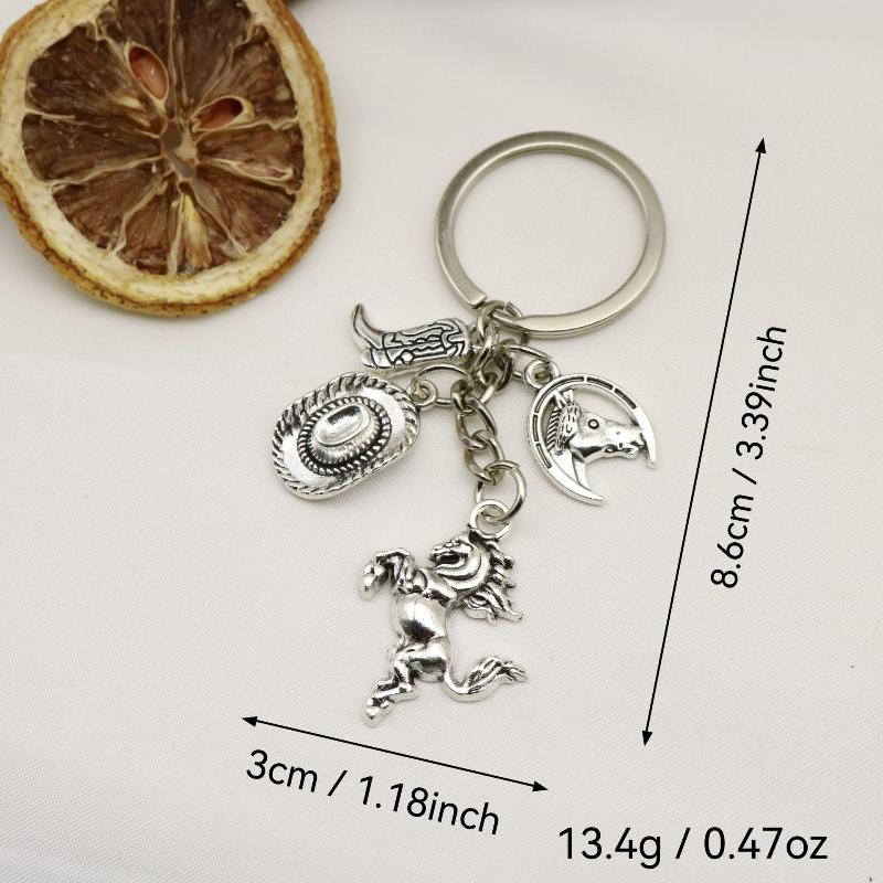 1Pc Sporty Western Cowboy Hat Boots Horse Keychain Men'S Key Chain Bag Pendant Charm Key Ring