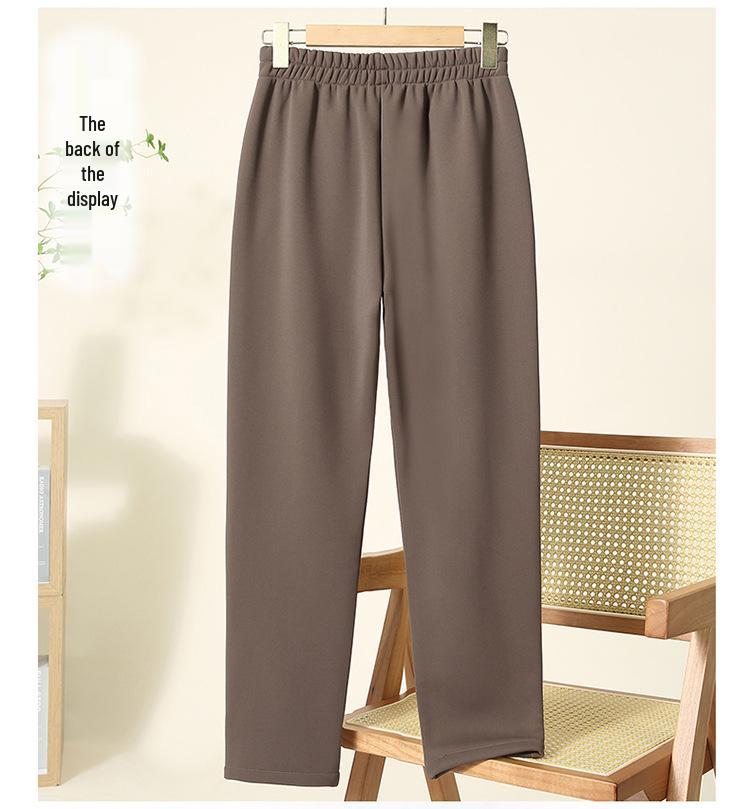Fleece-Lined High-Waisted Slim-Fit Pants for Mid-Aged & Elderly Women - Trendy Autumn/Winter Outerwear.