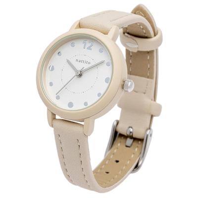 Analog Leather Dot [Fieldwork] Women's Watch, Strap, Index, Small, Simple, Comb, White, JN037-1