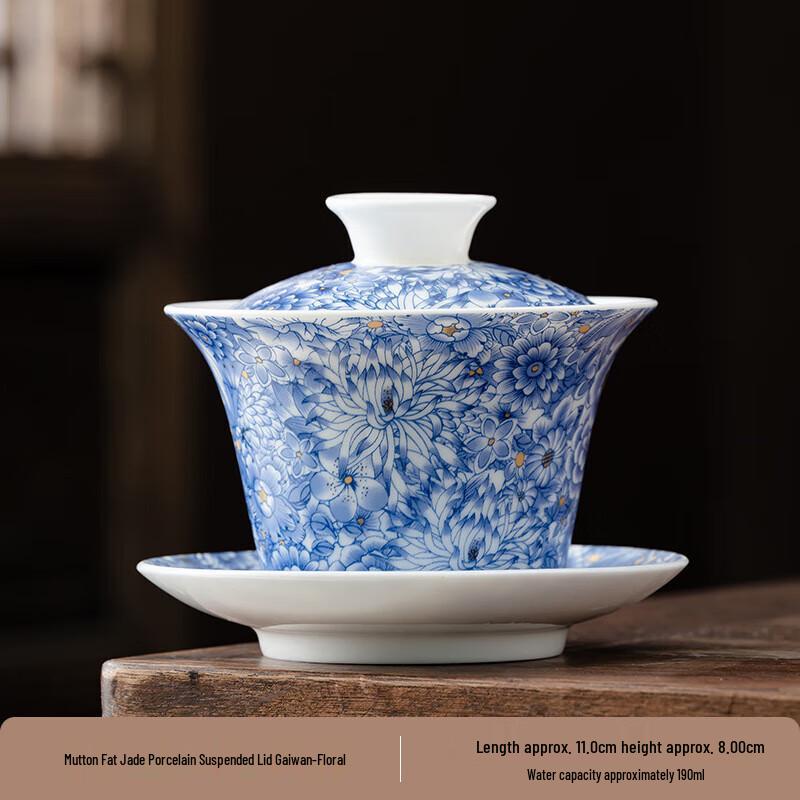 Chaxun Thousand Li Rivers Dehua White Porcelain Gaiwan Teacup