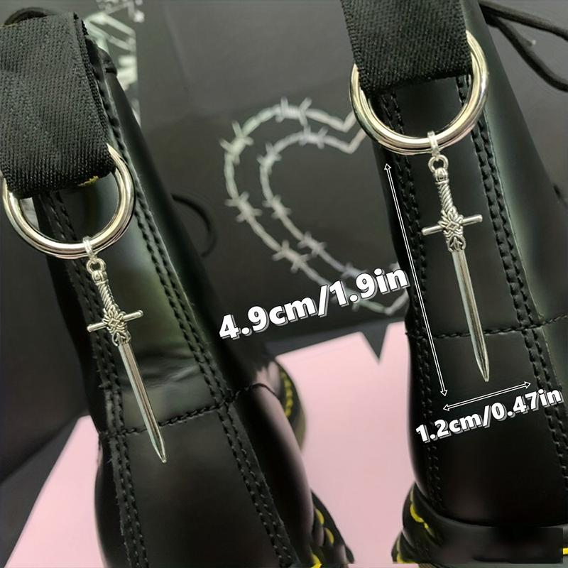 1pair Silvery Sword Ornaments Shoes Buckles Removable Metal Boot Accessories Shoe Fittings Boot Heel Decorations Pendant Jewelry