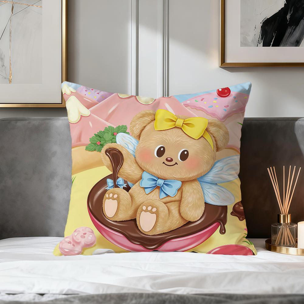 cute cartoon bear art soft pillowcase for Sofa Living Room Home office Decor Protective Covers party hogar pillow cover