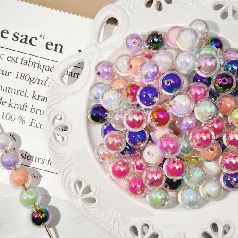 16mm Colorful UV-Plated Acrylic Round Beads for DIY Jewelry, Phone Chains, Wind Chimes, and Car Hangings