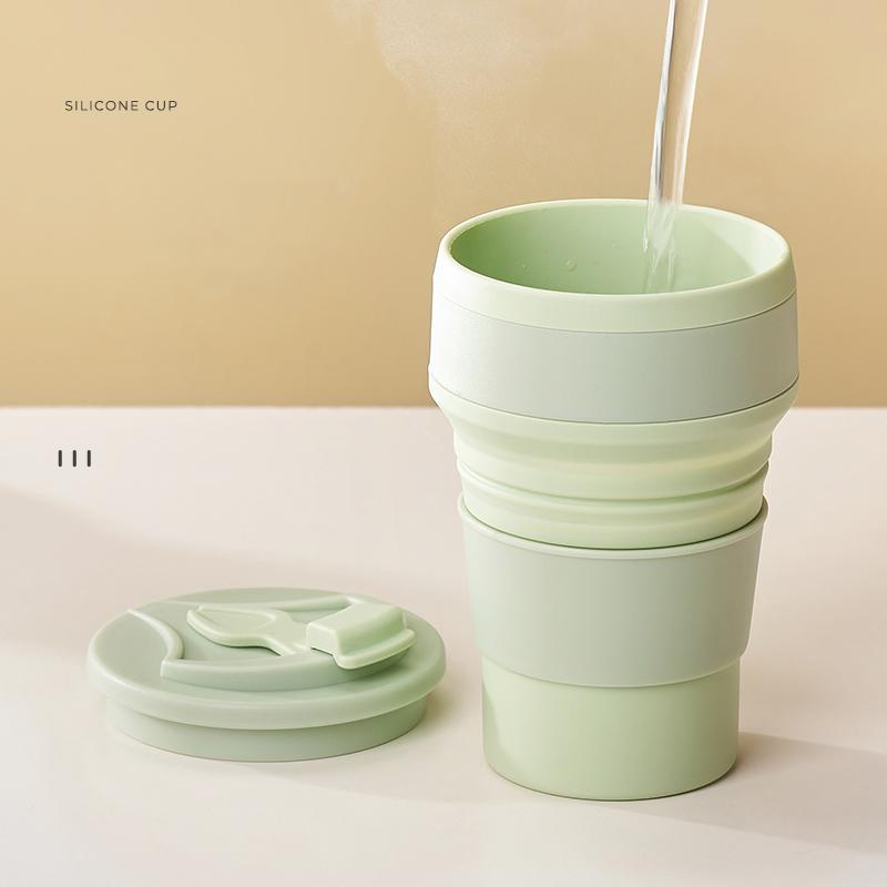 GIANXI Reusable Silicone Collapsible Cups With Lid For Camping 350ml 500ml Portable Folding Kitchen Coffee Cups For Travel