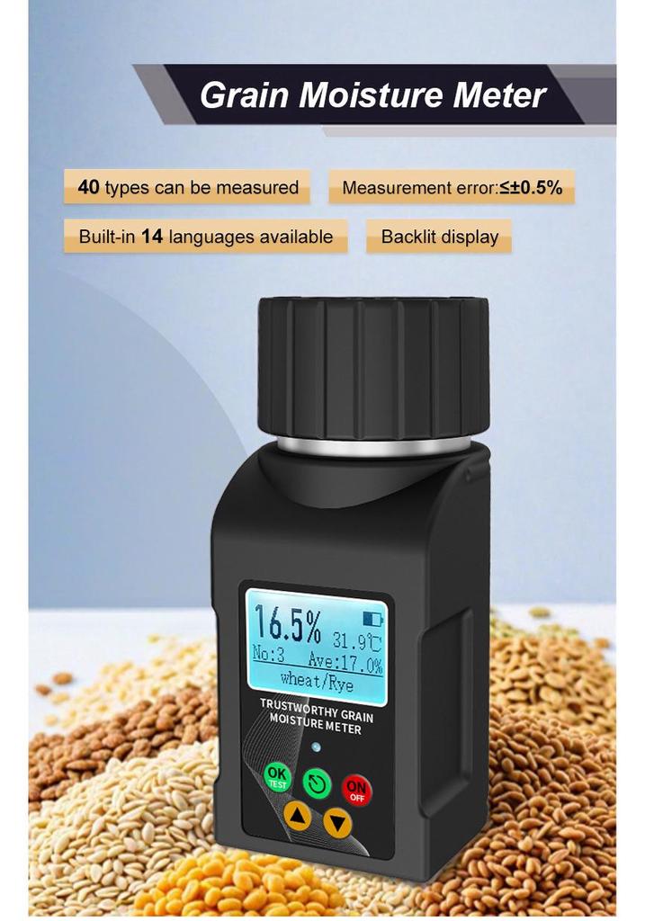 Multi-Language Cup Moisture Meter for Coffee Beans, Cocoa, Tea Leaves, and Vanilla