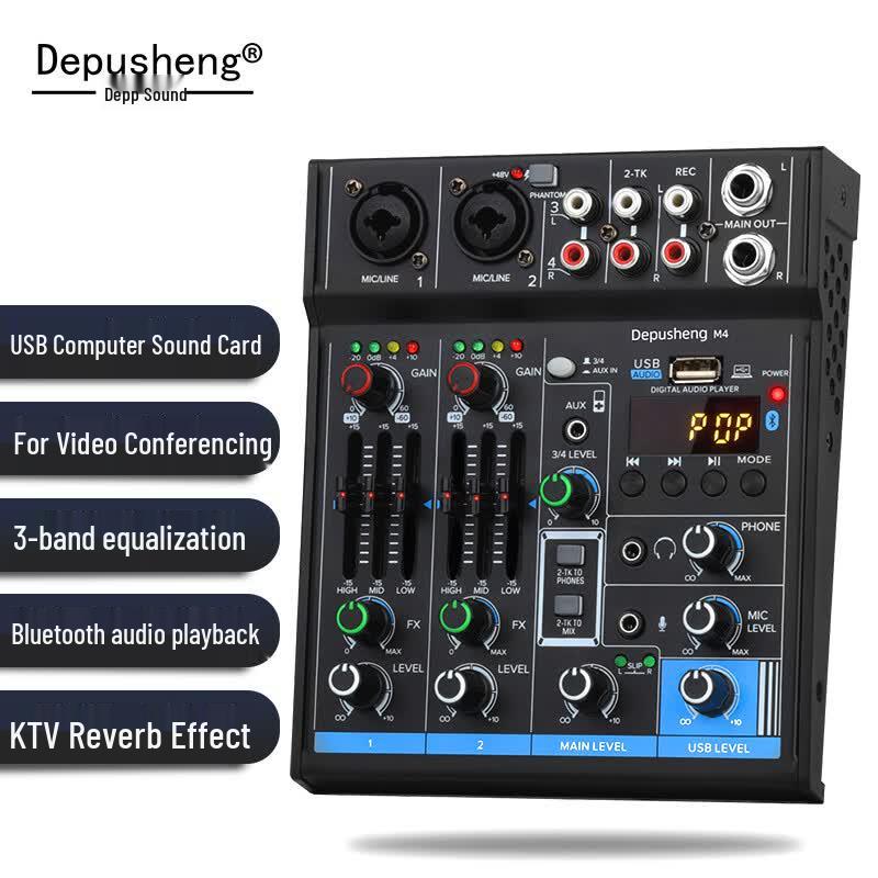 Depusheng M4 Professional 4-Channel Audio Mixer