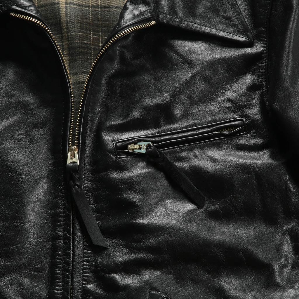 Vintage locomotive vegetable tanned cowhide jacket first layer cowhide men's short leather leather jacket American jacket