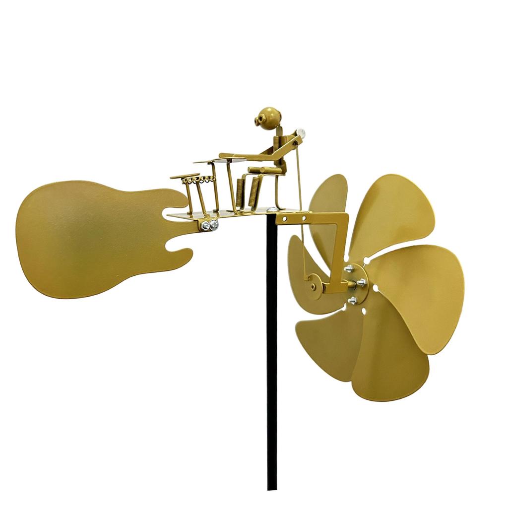 Handgefertigte Metall-Schlagzeuger-Windmühle, Schlagzeuger-Windmühle Gartendekoration, Perkussionist-Musikfiguren, Lustige windbetriebene Skulptur