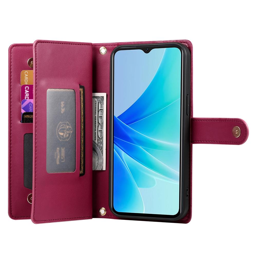 For Oppo A5x 5G/4G Case Zipper Pocket Wallet Leather Phone Cover with Straps