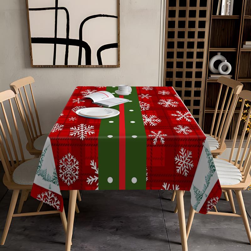 Christmas Snowflake Festive Print Design Rectangle Tablecloth Table Decor Waterproof Tablecloth for Table Christmas Decorations