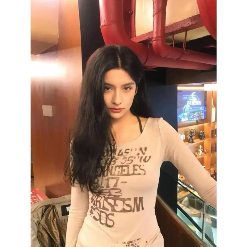 2KWEIRD Japanese Y2k Letter Print T-shirt Trashy 2000s Style Long Sleeve Ribbed Tops Vintage Harajuku Streetwear American Retro