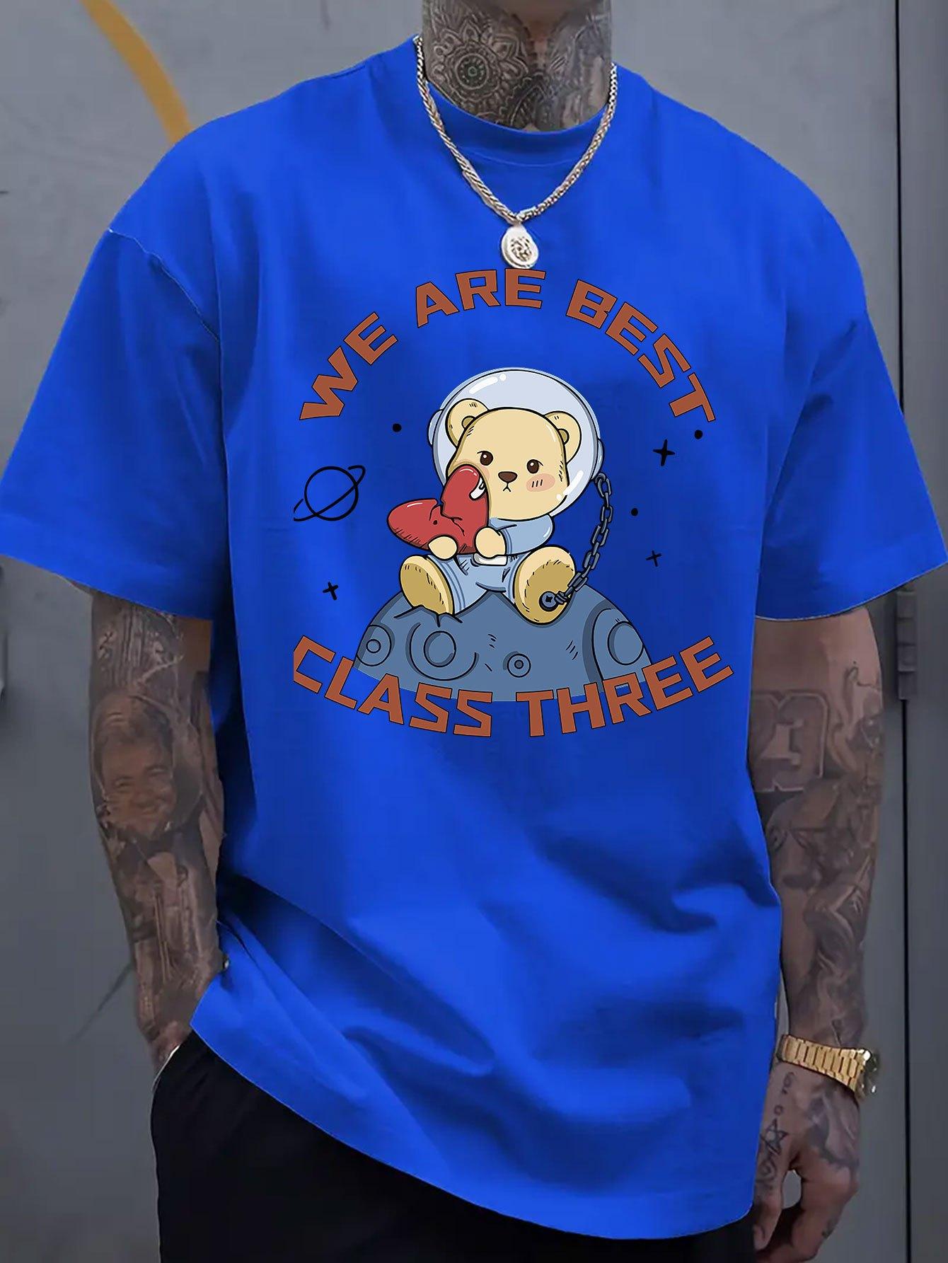 

Fun Cartoon Bear Graphic Printed Short Sleeved Luxury Cotton T-shirt for Summer Unisex Men and Women Casual Loose Fashion Trend 4XL