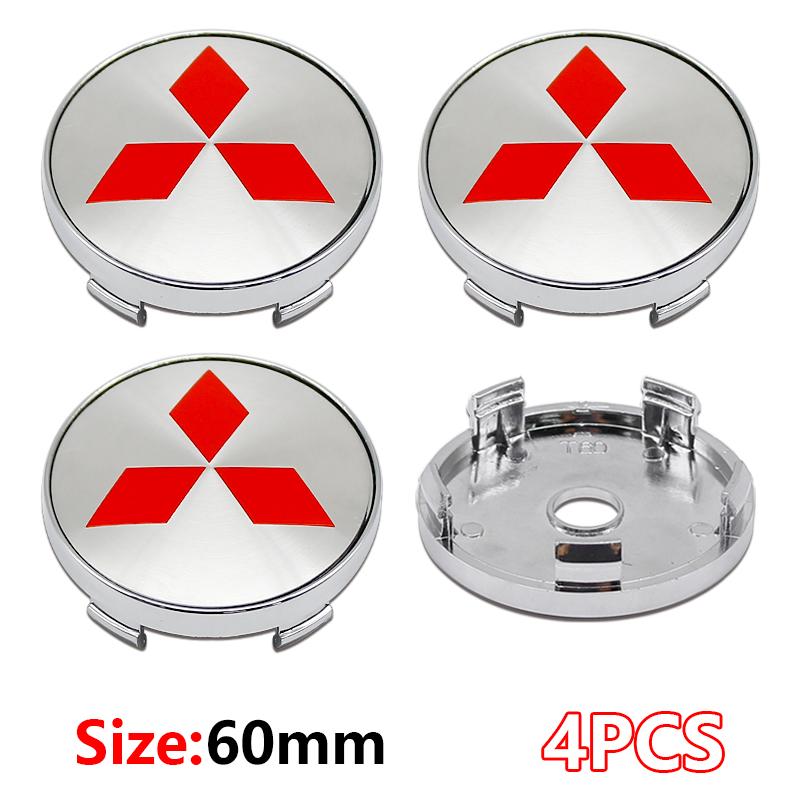 4 ks 60mm Samolepky na středové krytky kol auta Kryty ráfků pro Mitsubishi Pajero Outlander XL Montero Lancer Triton l200 Galant
