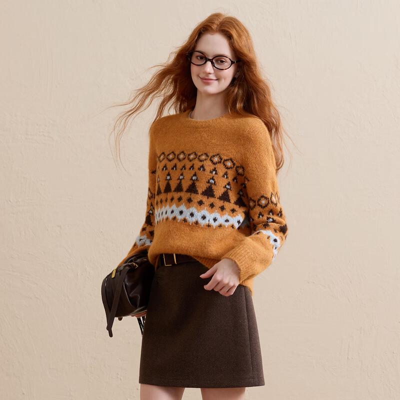 Sancai 2026 Winter Retro Jacquard Knit Sweater