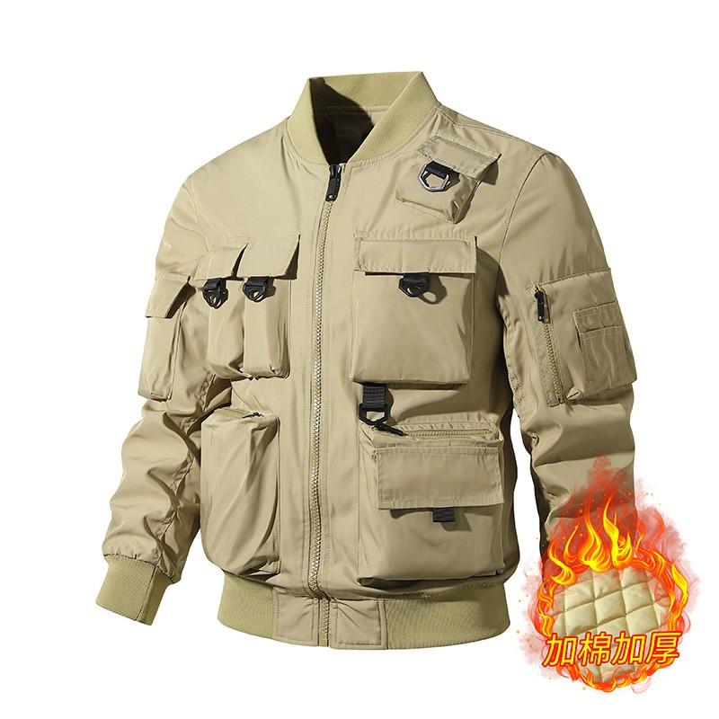 Mens Vintage Pilot Jacket With Multiple Pockets Waterproof Windproof Utility Outerwear Casual Wear