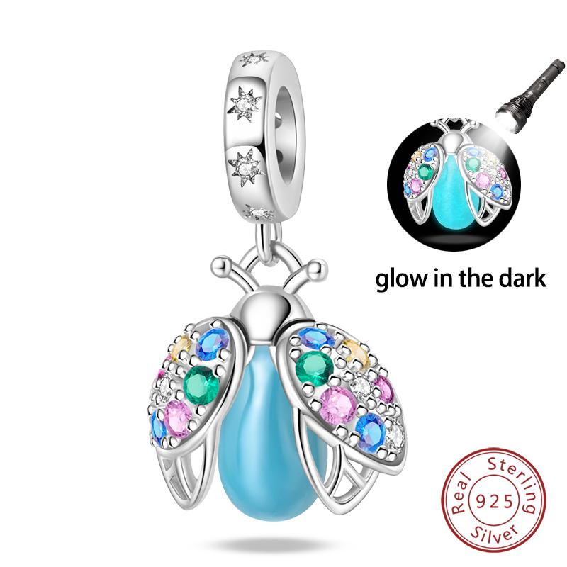 

925 Silver Chameleon Luminous Firefly Butterfly Charms Beads Fit Qikaola 925 Original Bracelets Fine DIY Jewelry Making