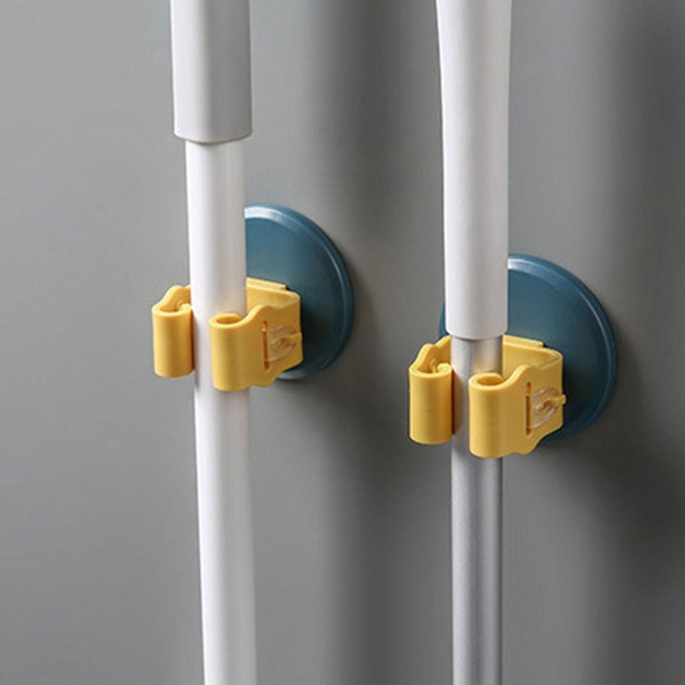 

Wall-Mounted Brush Broom Hanger Self-Adhesive Mop Storage Rack Simple Mop Clip Kitchen