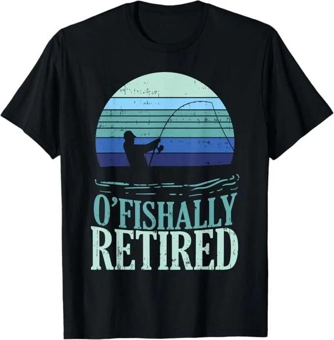 Ofishally Retired Fishing Retro Retirement Dad Men Gift T-Shirt L