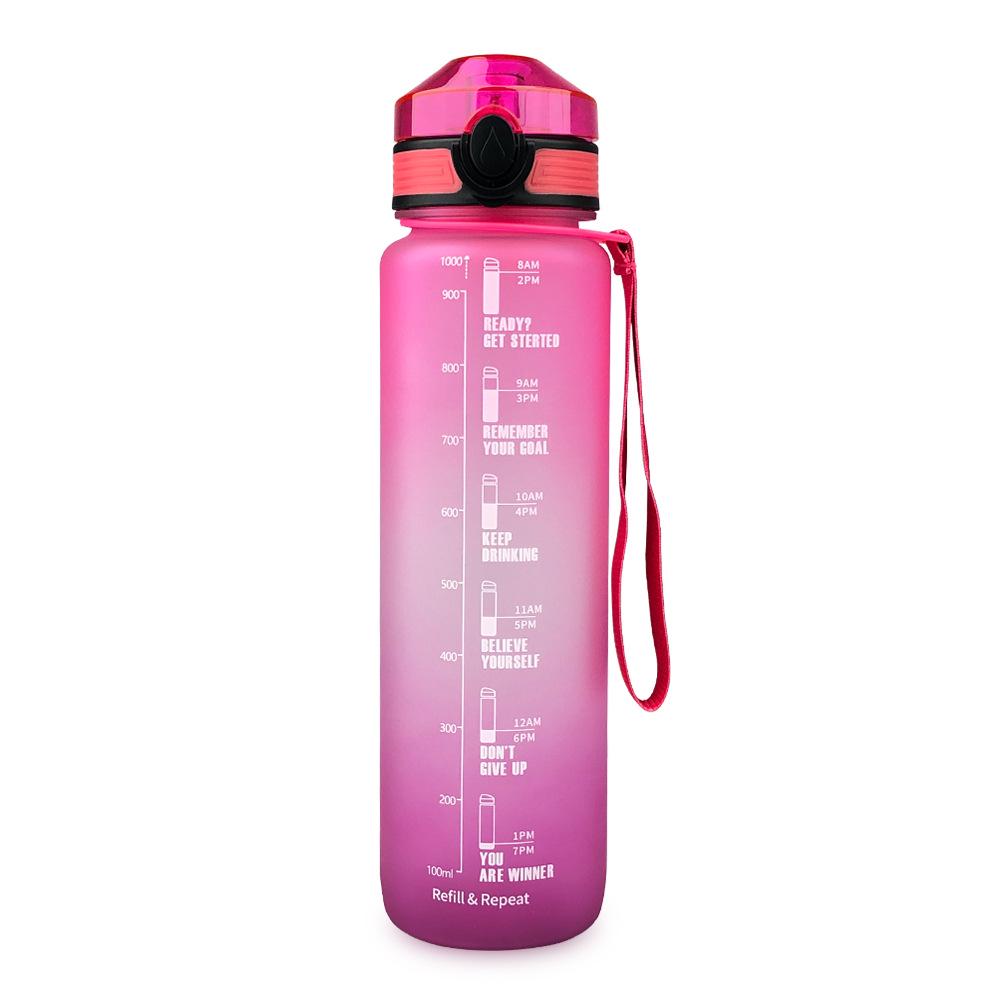 Gradient Tritan Sport Water Bottle - 1L Food-Grade Plastic Fitness Kettle