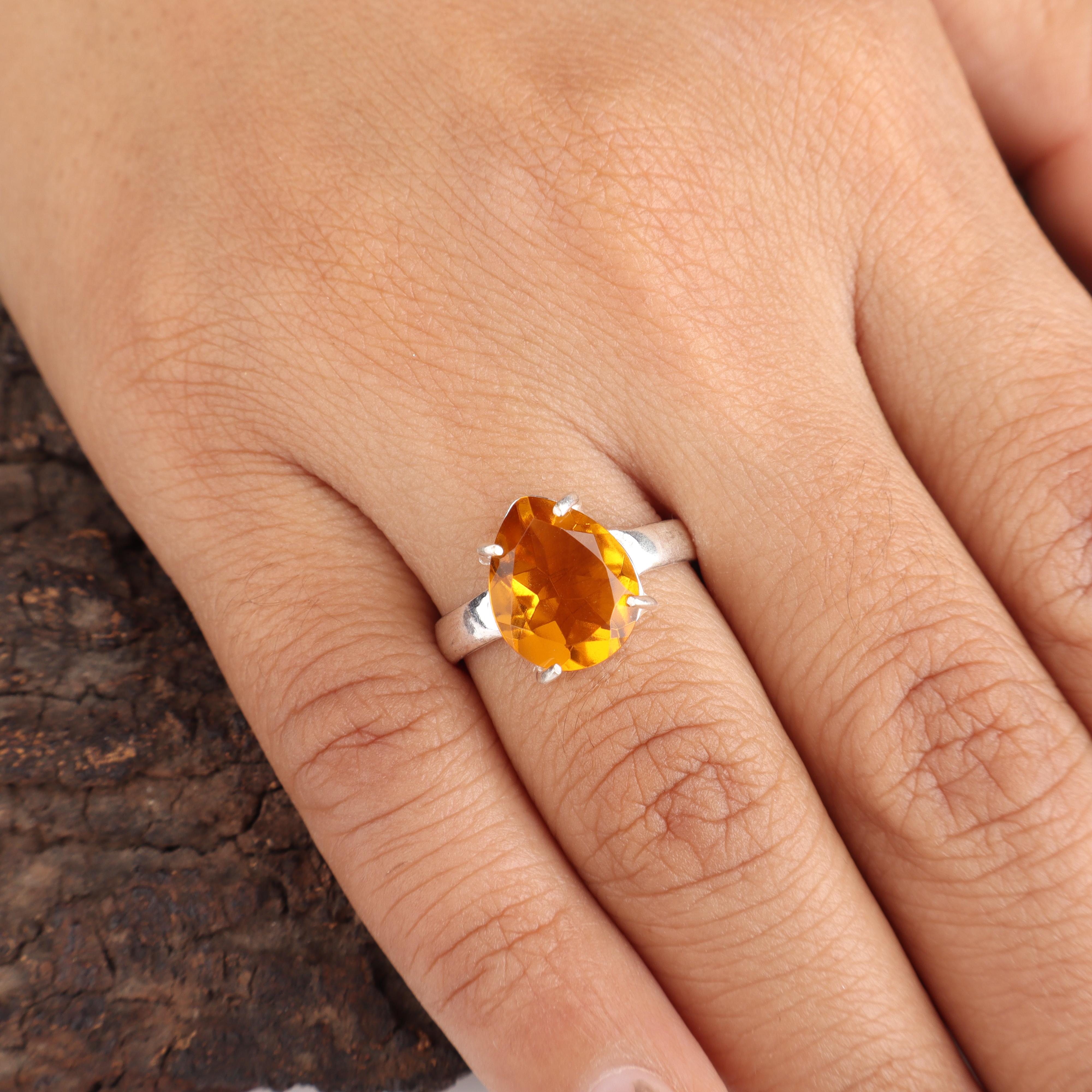 

Citrine Gemstone 925 Sterling Silver Handmade Jewelry Women Ring Gift For Women RR-81-11 13