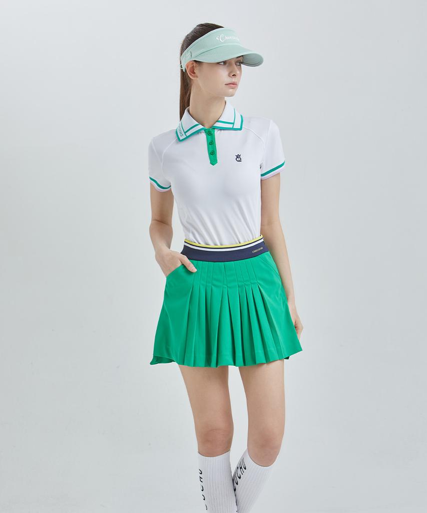 Chuku Chu Paper Slit Pleated Skirt (Green) Cbfss-Sk003W