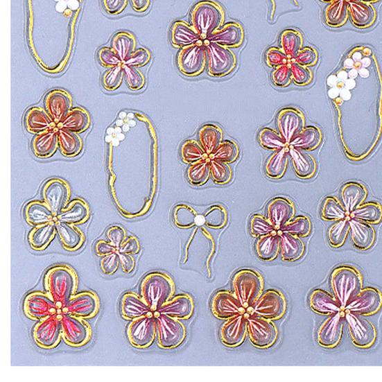 5D Embossed Flower Nail Stickers Self-Adhesive DIY Spring Summer Floral Nail Art Decals