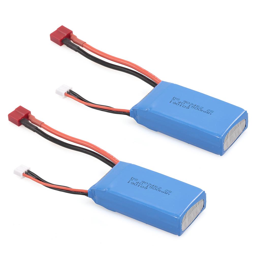 RC Li-Po Battery 7.4V 1500mAh 25C 2S Rechargeable with T Plug for RC Drone Car Boat Helicopter