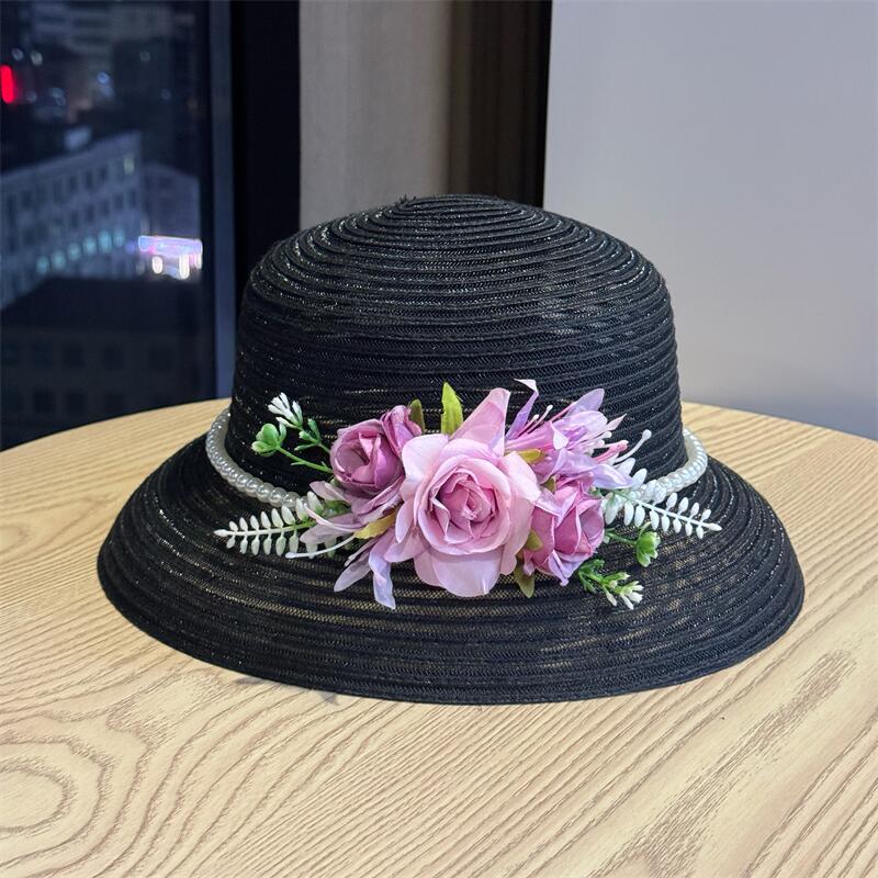 

2026Summer sun hat, sunshade hat for women, new summer hat, sun hat for outings, beach flower bucket hat, trendy Adult54-60Adjustable чёрный