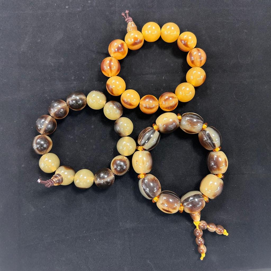 Ox Horn Buddhist Beads Resin Bracelet - Tibetan Yak Inspired Craft