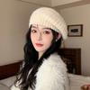 Coarse wool beret women's plain face versatile soft waxy thickened warm face small knitted painter hat