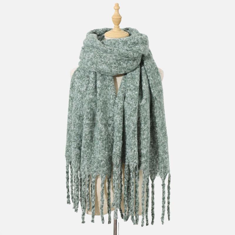 Scarf autumn and winter new women's shawl long tassel thick beard versatile thickened skin-friendly solid color scarf