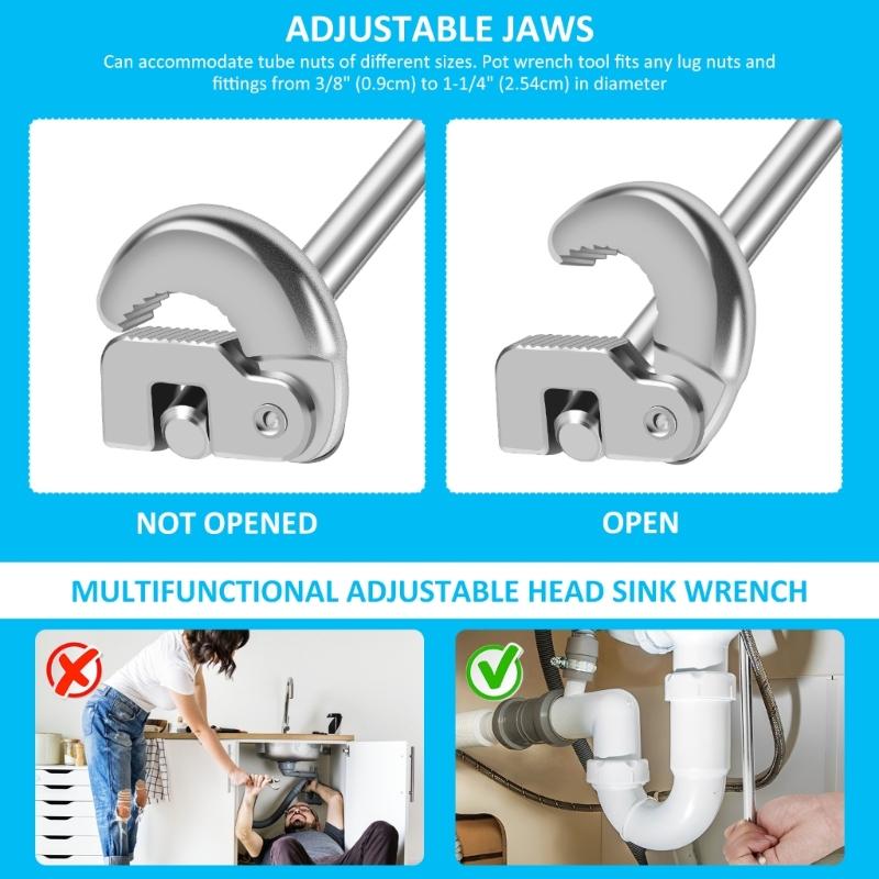 Chiave per Tubi Multifunzionale Manico Ergonomico Strumento Idraulico per Bagno Cucina Manutenzione Installazioni Quotidiane in Casa