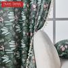 1PC Nuan Series Semi Blackout Curtain with Green Water Grass Pattern and Flowing Edge Curtain for Small Window Kitchen Bedroom Living Room Home Decor