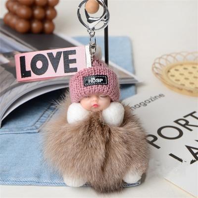 Hair Ball Sleeping Doll Key Chain Pendant, Plush Accessories, Car Key Bag Buckle