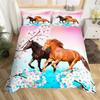 Horse Duvet Cover Butterfly Floral Comforter Cover Microfiber Western Farm Animals Bedding Set King For Kids Girls Bedroom Decor